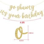 GXSOVSO Go Shawty Birthday Banner - Gold Hip Hop Party Decor