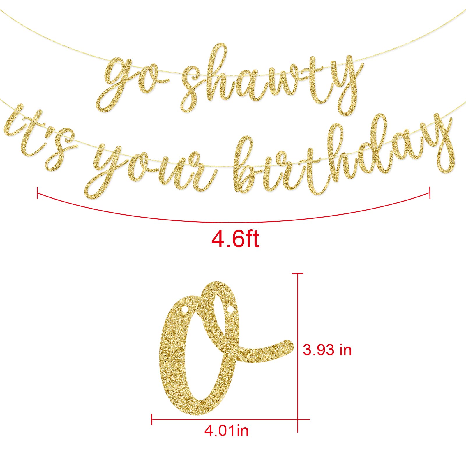 GXSOVSO Go Shawty Birthday Banner - Gold Hip Hop Party Decor