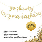 GXSOVSO Go Shawty Birthday Banner - Gold Hip Hop Party Decor