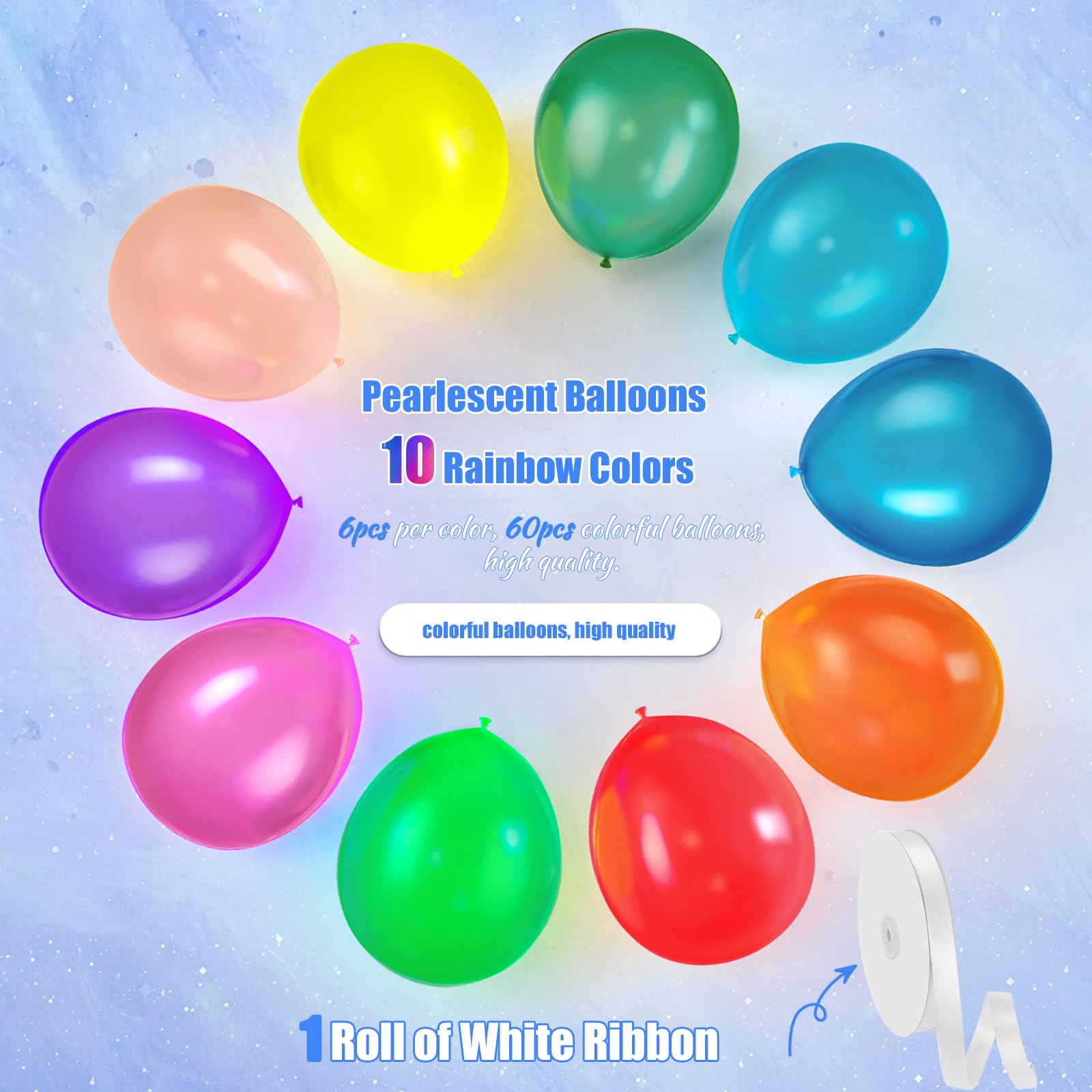 GYIPFIPA 60-Pack Rainbow Latex Balloons – 12 Inch Assorted Colors for Party Decor