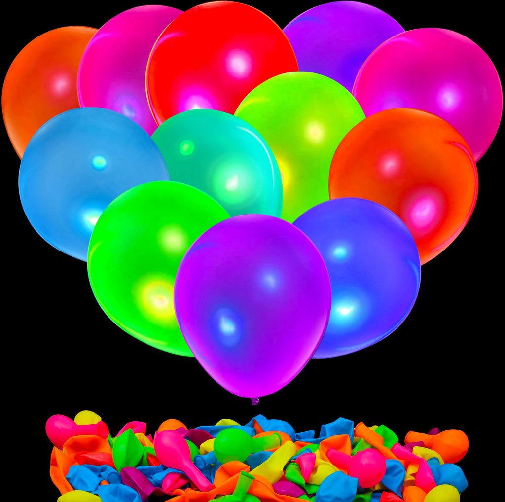 GYIPFIPA 60 Pcs UV Neon Balloons - Blacklight Glow Party Decor
