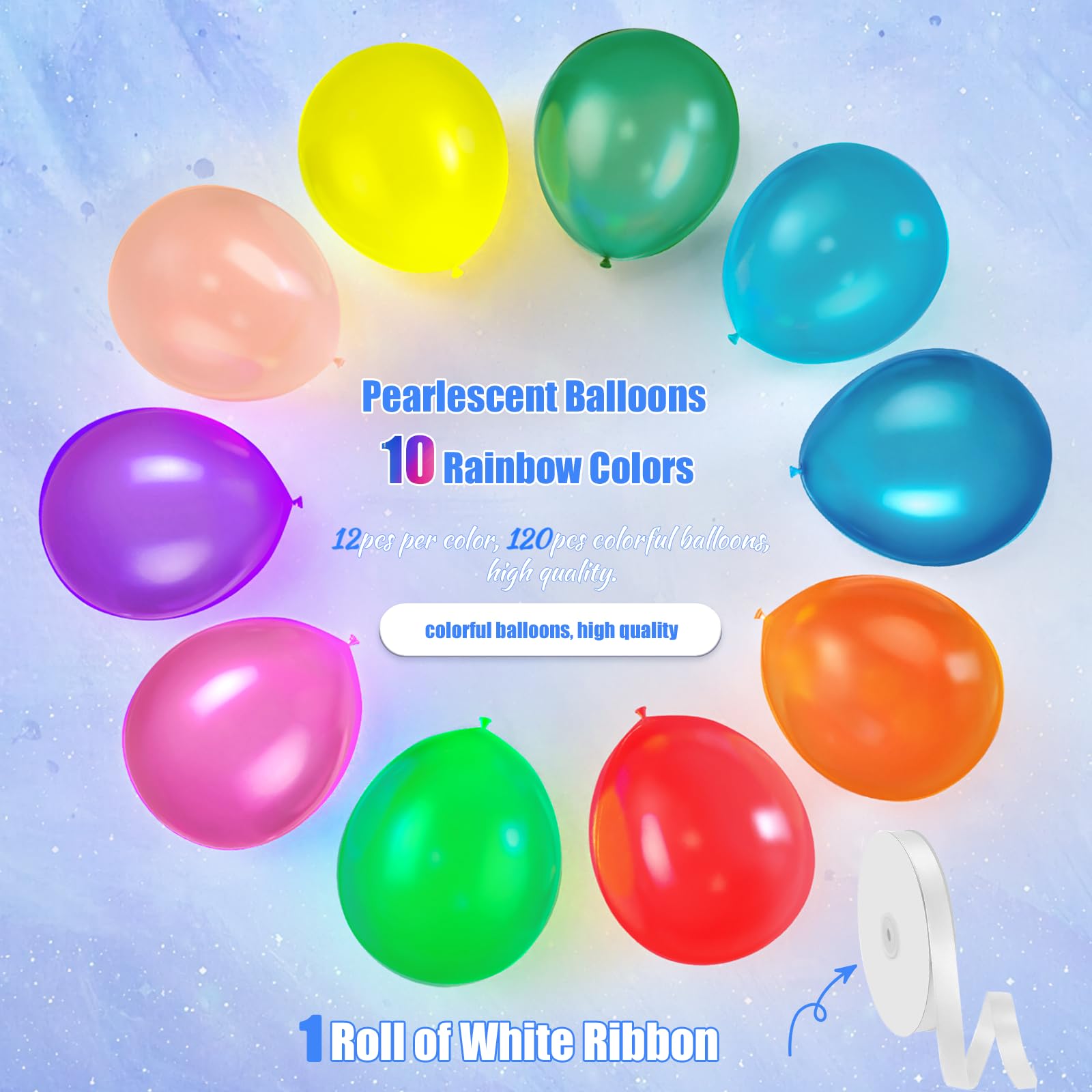 GYIPFIPA 120 Pack Rainbow Balloons – 12 Inch Latex Balloons in 10 Colors for Party Decor and Balloon Arch Kit