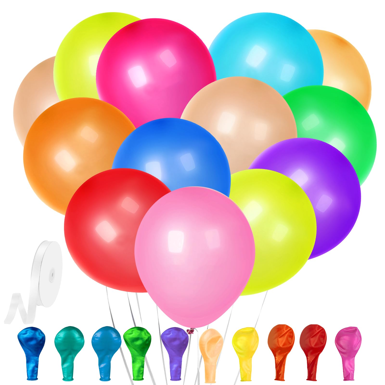 GYIPFIPA 120 Pack Rainbow Balloons – 12 Inch Latex Balloons in 10 Colors for Party Decor and Balloon Arch Kit