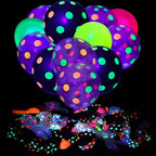 GYIPFIPA 90 Pcs UV Neon Balloons – Glow in the Dark Polka Dot Balloons for Birthday, Wedding & Parties