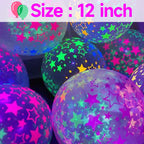 GYIPFIPA 90 Pcs UV Neon Balloons – Glow Stars, Black Light Party Decor