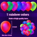 GYIPFIPA 110 Pcs UV Neon Balloons – 7 Colors, Blacklight Glow Party Decorations