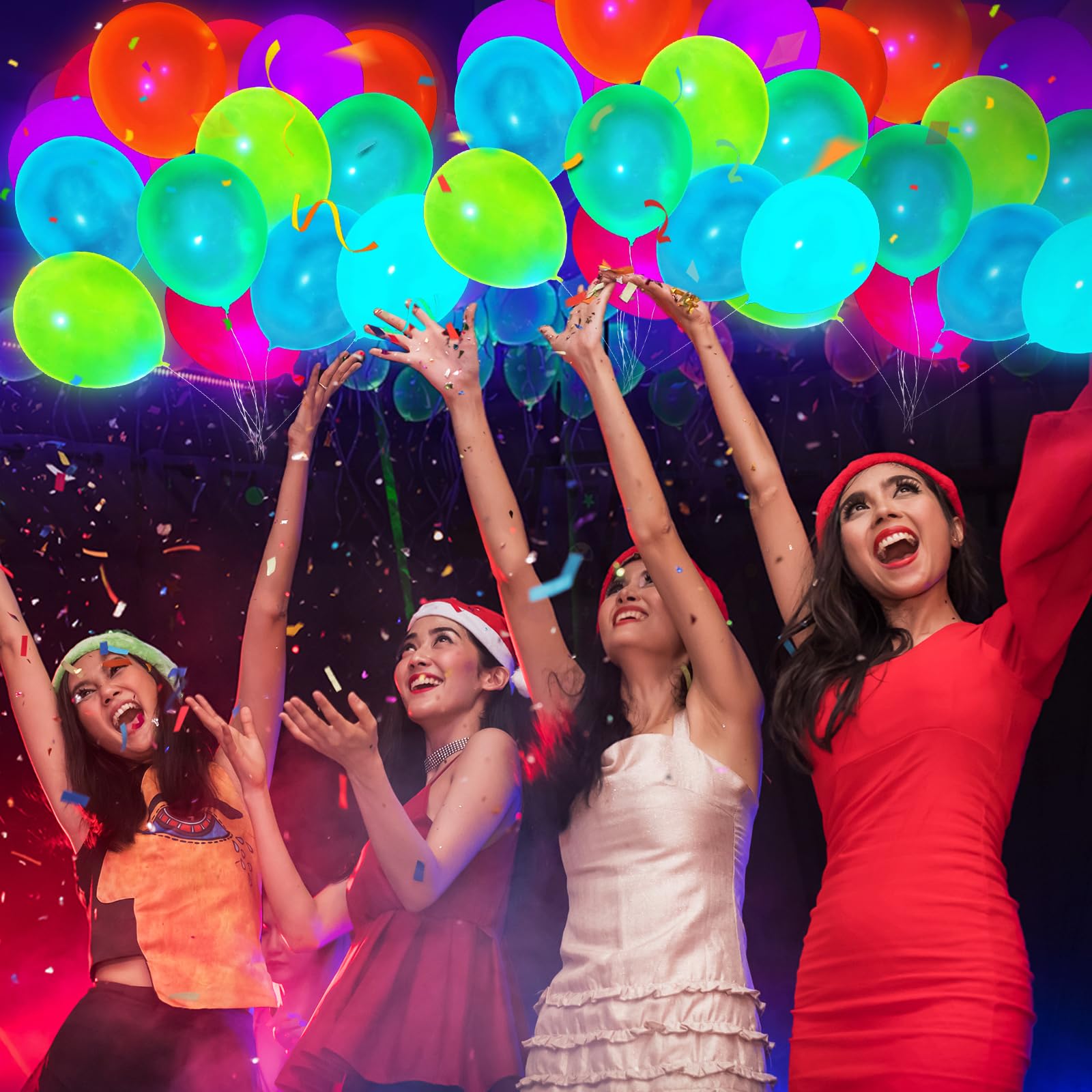 GYIPFIPA 100 Pcs UV Neon Balloons – Glow in the Dark Party Decor