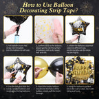GYIPFIPA New Years Decorations 2026 – Black & Gold Balloons, Banner & Fringe Backdrop