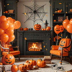 GYIPFIPA Orange Balloons 100 Pack 12-inch Latex with Ribbons for Halloween & Parties