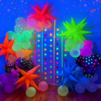 GYIPFIPA UV Neon Balloons Kit – Glow in the Dark Party Decor with 4D Explosion Star Balloons