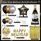 GYIPFIPA New Years Decorations 2026 – Black & Gold Balloons, Banner & Fringe Backdrop