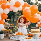GYIPFIPA Orange Balloons 100 Pack 12-inch Latex with Ribbons for Halloween & Parties