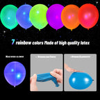 GYIPFIPA 200 Pcs UV Neon Balloons – 7 Colors, Blacklight Reactive, Glow in the Dark Party Decorations