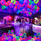 GYIPFIPA 110 Pcs UV Neon Balloons – 7 Colors, Blacklight Glow Party Decorations