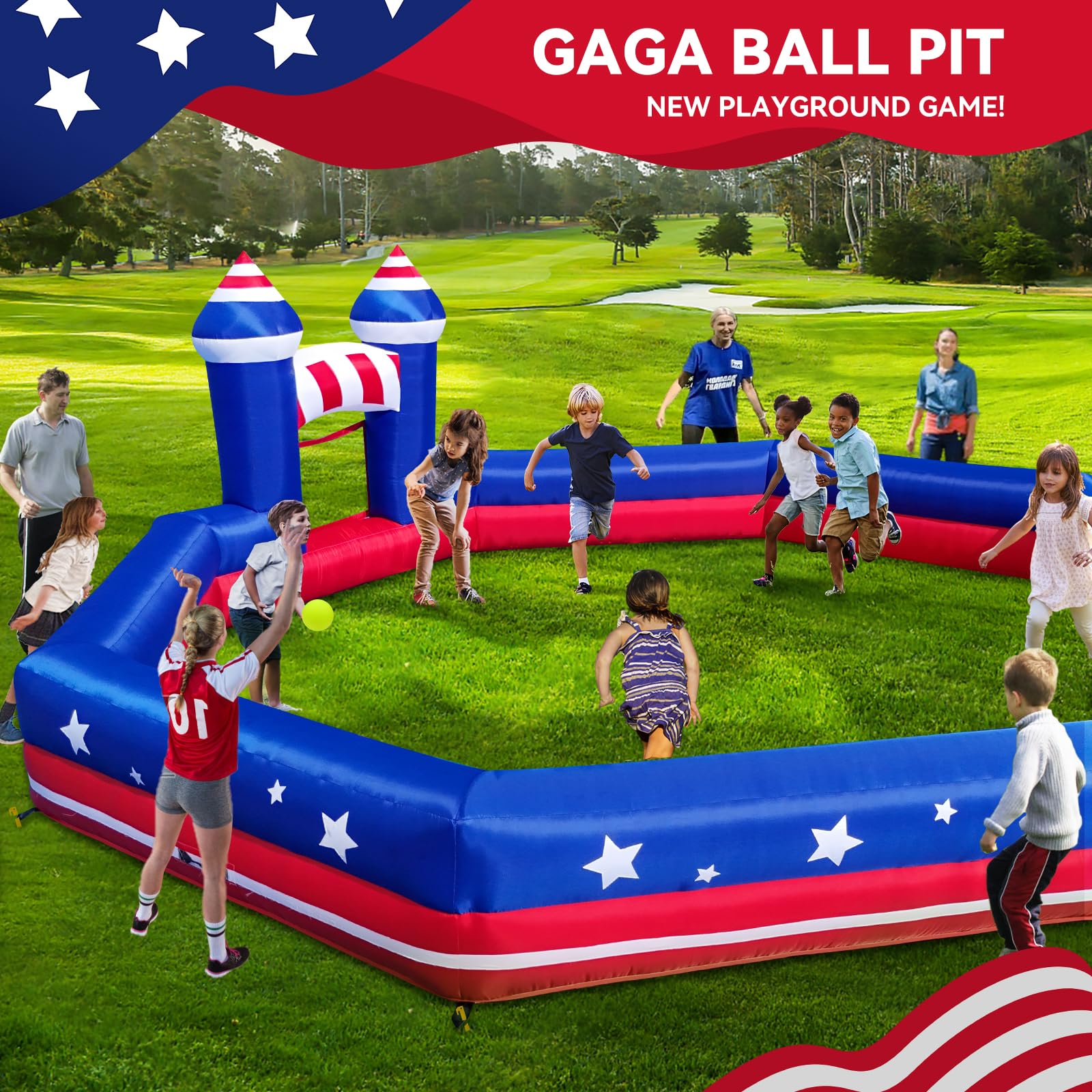 GYMMALL Gaga Ball Pit Inflatable 20FT with Built-in Blower – Portable Indoor/Outdoor Gagaball Court