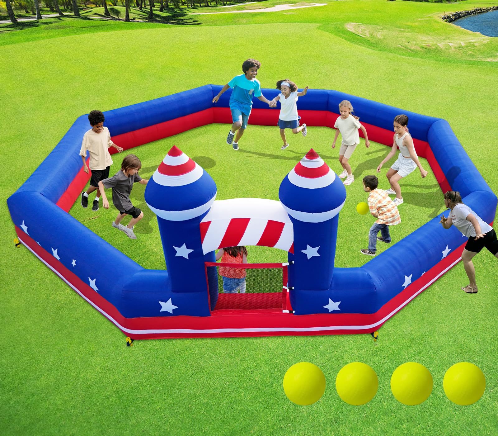 GYMMALL Gaga Ball Pit Inflatable 20FT with Built-in Blower – Portable Indoor/Outdoor Gagaball Court