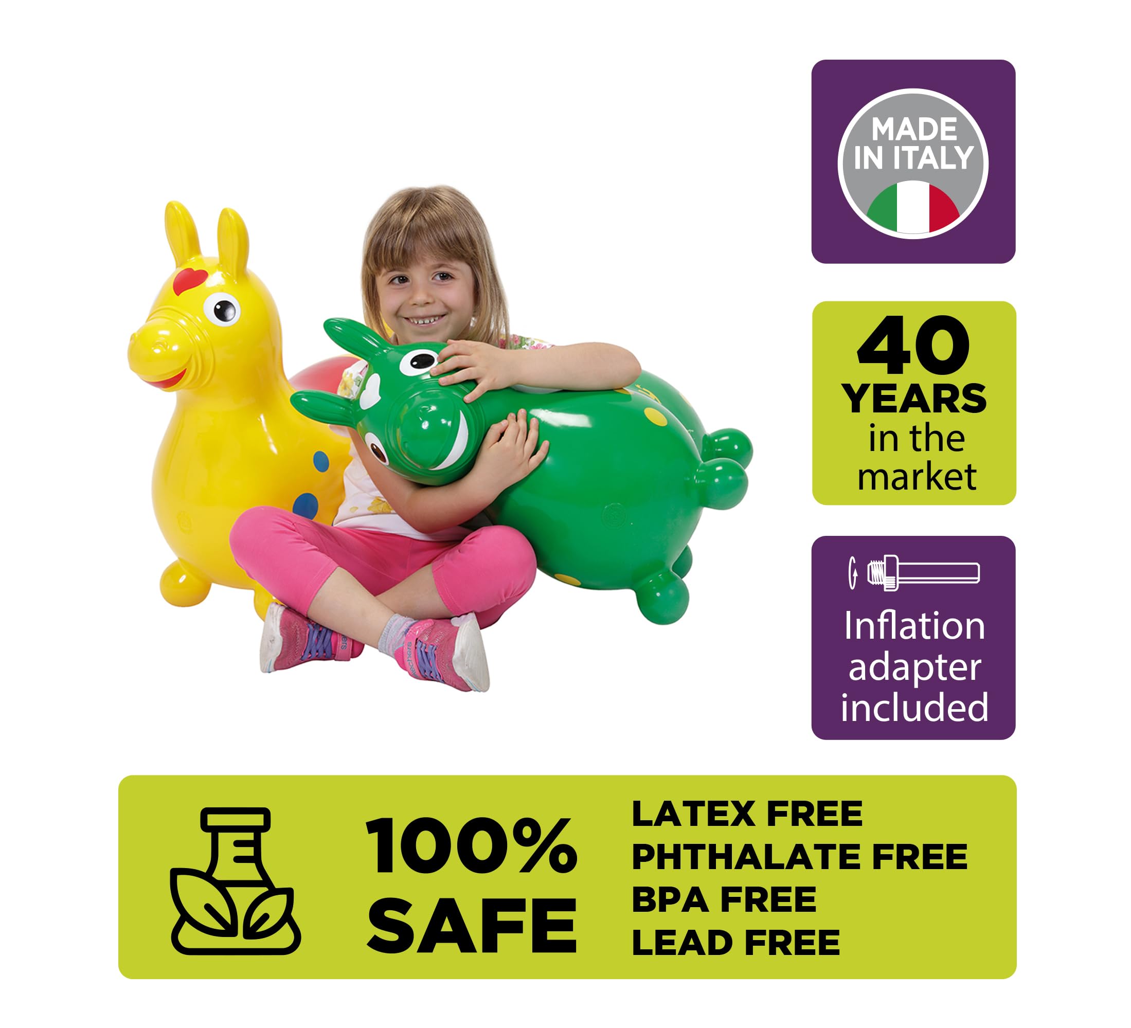 Gymnic Rody Bounce Horse Yellow | Safe Inflatable Toy for Balance and Coordination