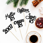 Gyufise 30 Pack Black Glitter 18th Birthday Cupcake Toppers – Hello Sweet 18