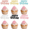 Gyufise 24Pcs Glitter Birthday Cupcake Toppers – 6 Colors, Ready-to-Insert Party Decor