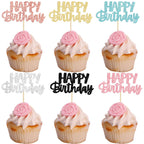 Gyufise 24Pcs Glitter Birthday Cupcake Toppers – 6 Colors, Ready-to-Insert Party Decor