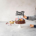Gyufise 25th Birthday Cake Topper – Glitter Black, 1Pc | Cheers to 25 Years
