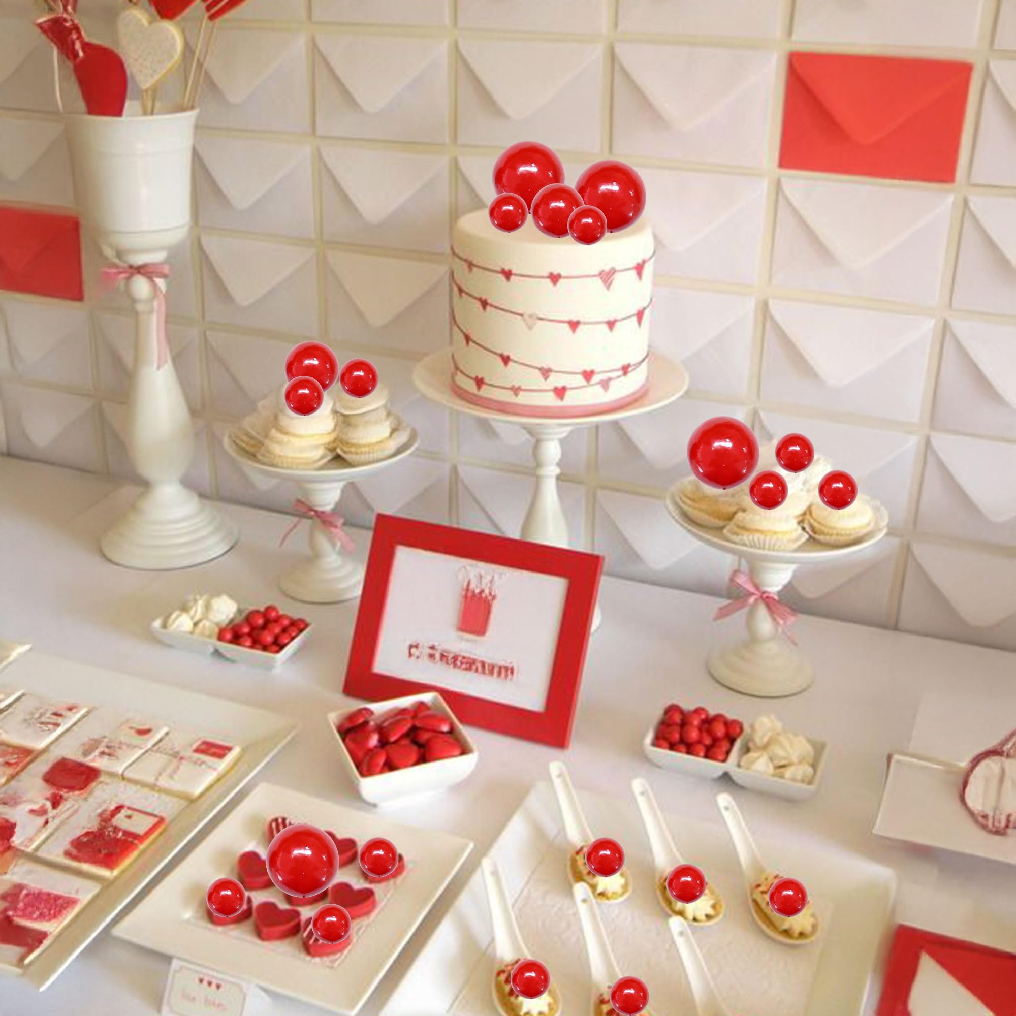 Gyufise 30Pcs Mini Balloon Cake Toppers – Foam Ball Picks for Cakes, Cupcakes & Desserts
