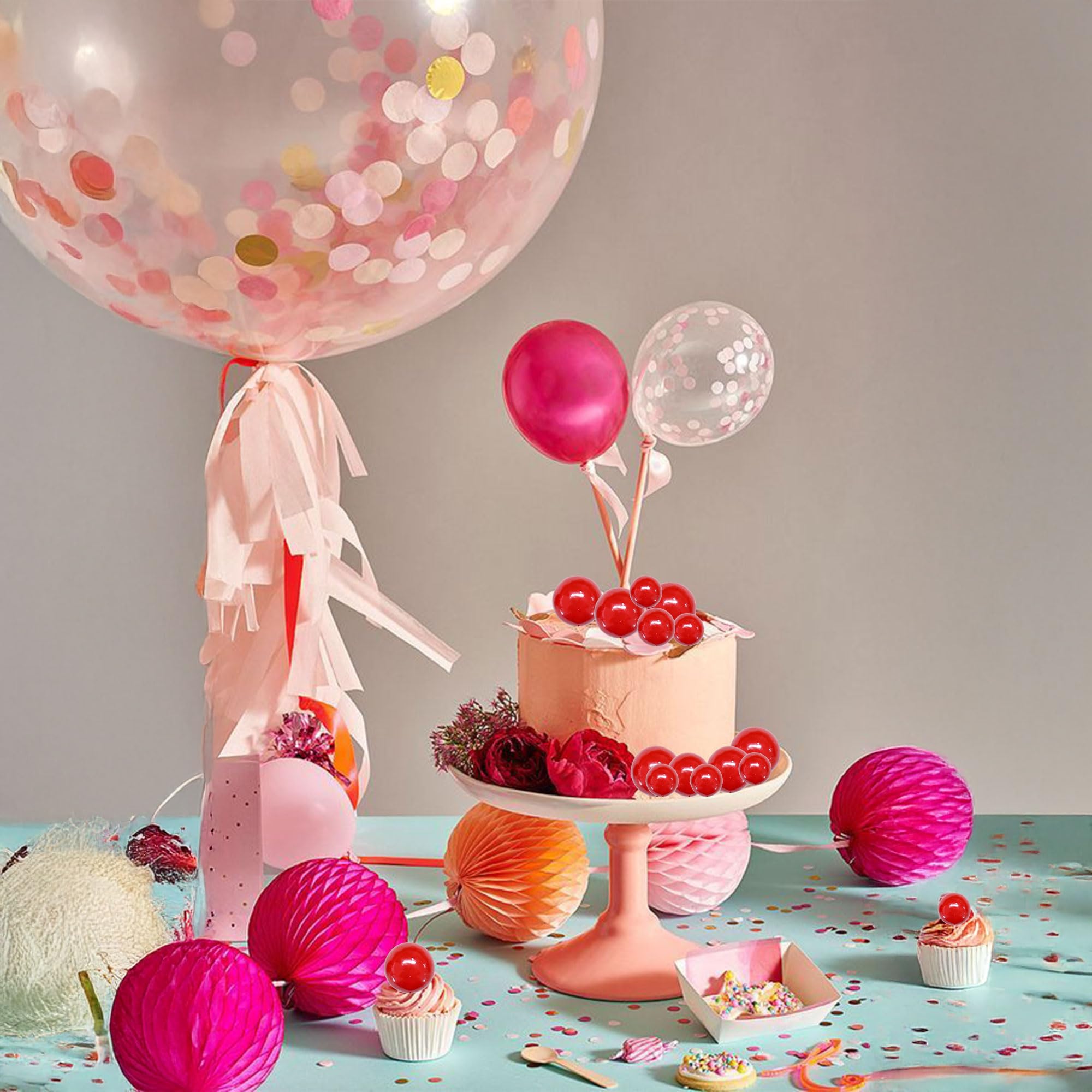 Gyufise 30Pcs Mini Balloon Cake Toppers – Foam Ball Picks for Cakes, Cupcakes & Desserts