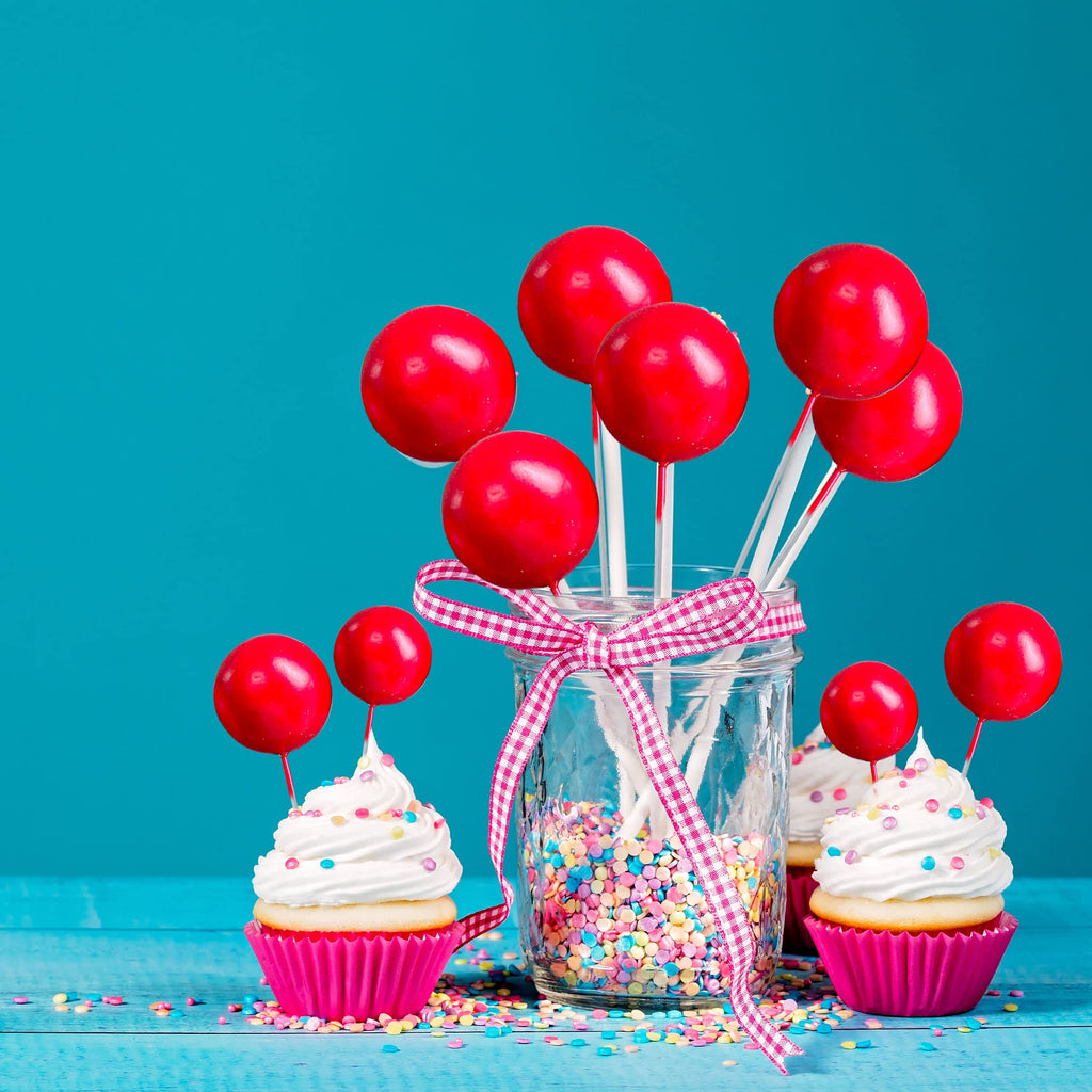 Gyufise 30Pcs Mini Balloon Cake Toppers – Foam Ball Picks for Cakes, Cupcakes & Desserts