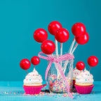 Gyufise 30Pcs Mini Balloon Cake Toppers – Foam Ball Picks for Cakes, Cupcakes & Desserts