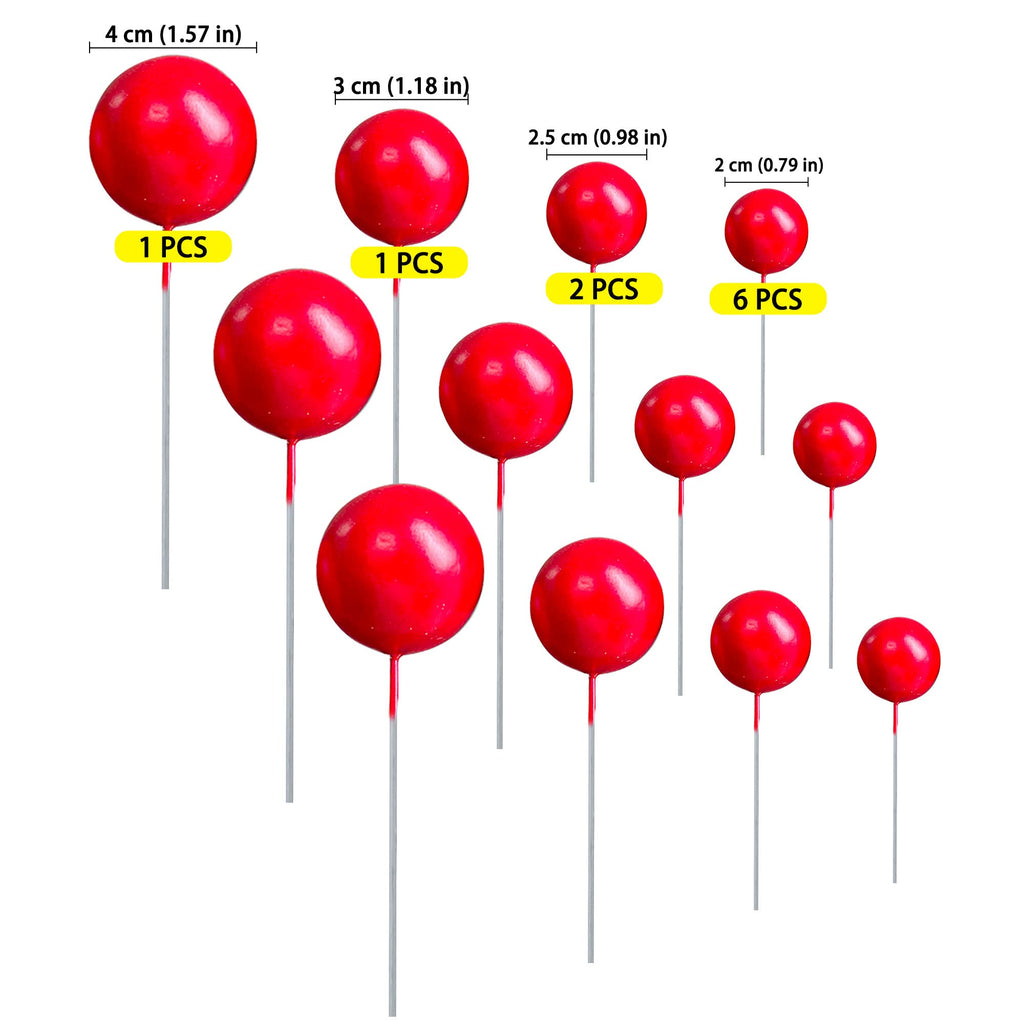 Gyufise 30Pcs Mini Balloon Cake Toppers – Foam Ball Picks for Cakes, Cupcakes & Desserts