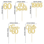 Gyufise 30Pcs 60th Birthday Cupcake Toppers – Gold Cake Decorations for 60th Birthday & Anniversary