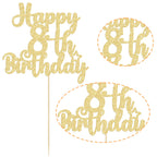 Gyufise Happy 8th Birthday Cake Topper – Glitter Gold, 8 & Fabulous, Cheers to 8 Years