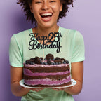 Gyufise 25th Birthday Cake Topper – Glitter Black, 1Pc | Cheers to 25 Years