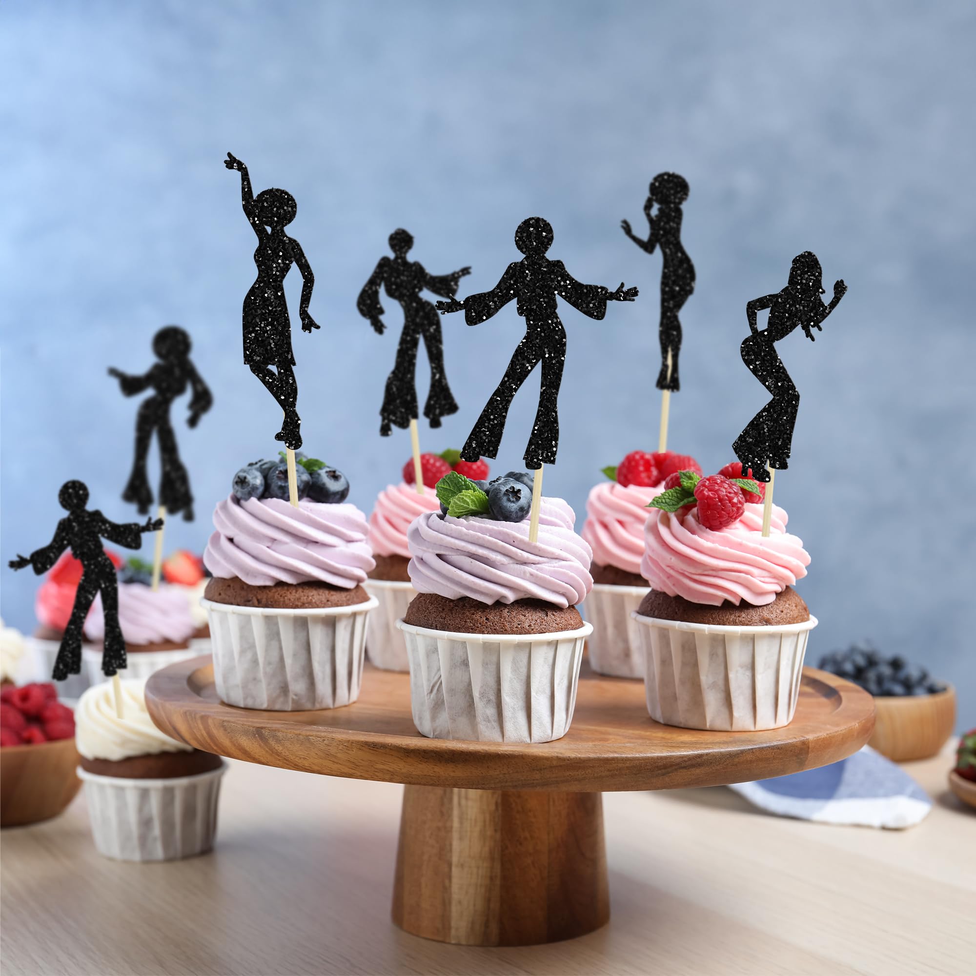 Gyufise 24Pcs 70's Disco Cupcake Toppers – Disco Ball Party Decor