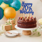 Gyufise 70th Birthday Cake Topper – Glitter 70 & Fabulous (Blue), Cheers to 70 Years