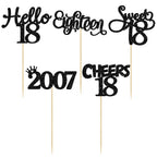 Gyufise 30 Pack Black Glitter 18th Birthday Cupcake Toppers – Hello Sweet 18