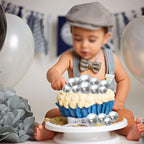 Gyufise 30Pcs Mini Balloon Cake Toppers – Foam Ball Cupcake Picks, Faux Pearl Balls, Silver
