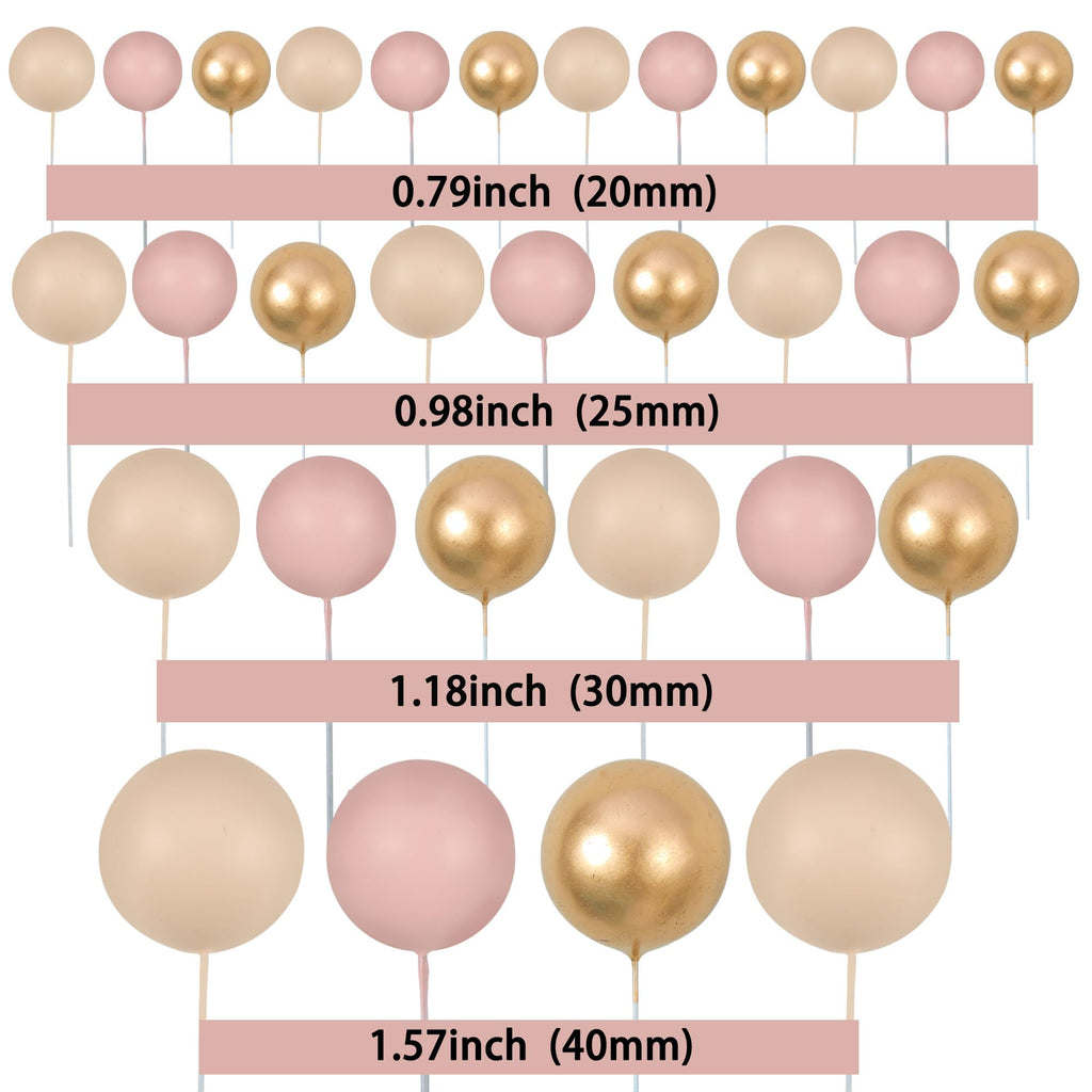 Gyufise 30Pcs Ball Cake Topper Set – Apricot Gold Ball Picks for Bear Theme Parties