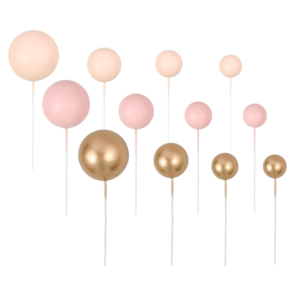 Gyufise 30Pcs Ball Cake Topper Set – Apricot Gold Ball Picks for Bear Theme Parties