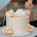 Gyufise 30Pcs Ball Cake Topper Set – Apricot Gold Ball Picks for Bear Theme Parties