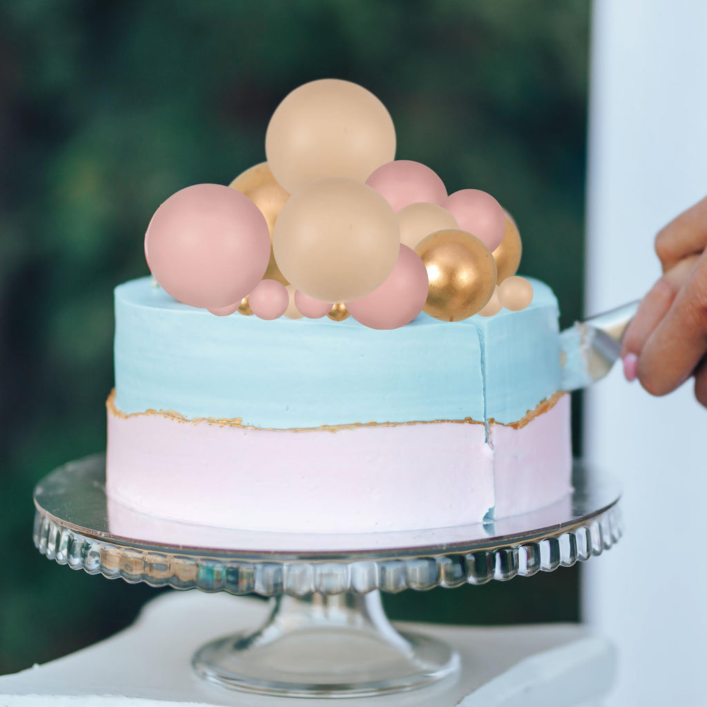 Gyufise 30Pcs Ball Cake Topper Set – Apricot Gold Ball Picks for Bear Theme Parties