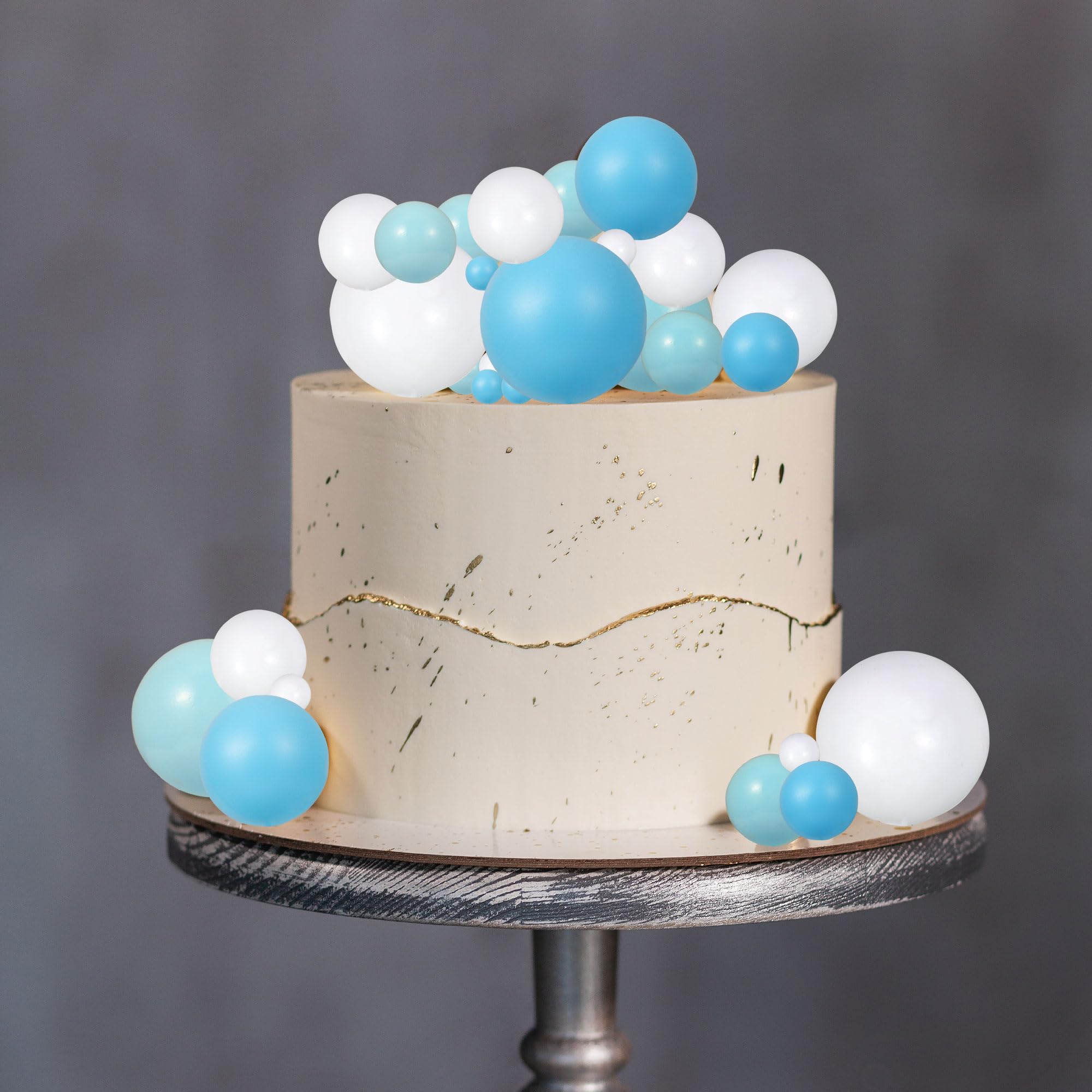 Gyufise 30Pcs Colorful Foam Ball Cake Toppers - Deep Blue, Light Blue & White (2.5cm-5cm)