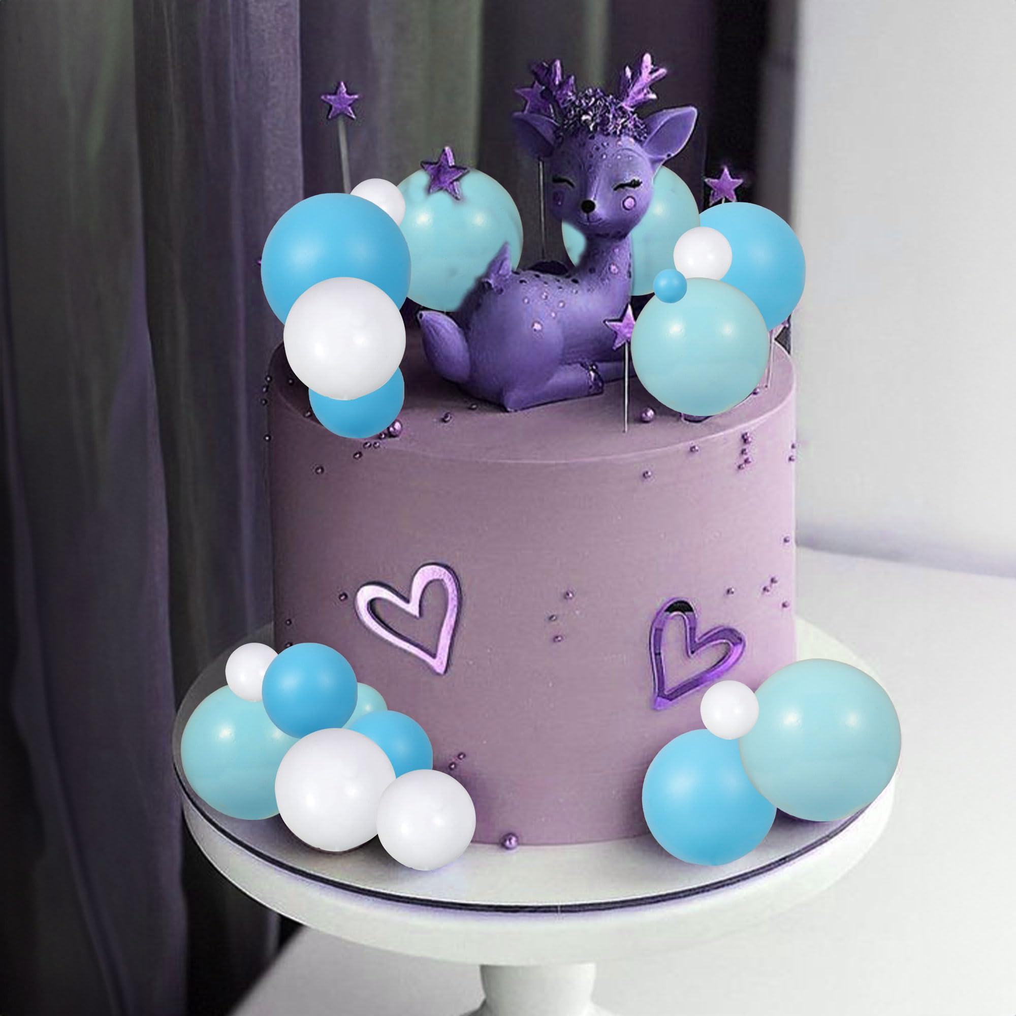 Gyufise 30Pcs Colorful Foam Ball Cake Toppers - Deep Blue, Light Blue & White (2.5cm-5cm)