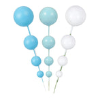 Gyufise 30Pcs Colorful Foam Ball Cake Toppers - Deep Blue, Light Blue & White (2.5cm-5cm)