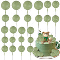 Gyufise 30Pcs Ball Cake Toppers – Matcha Green Foam Balloon Picks for Celebrations