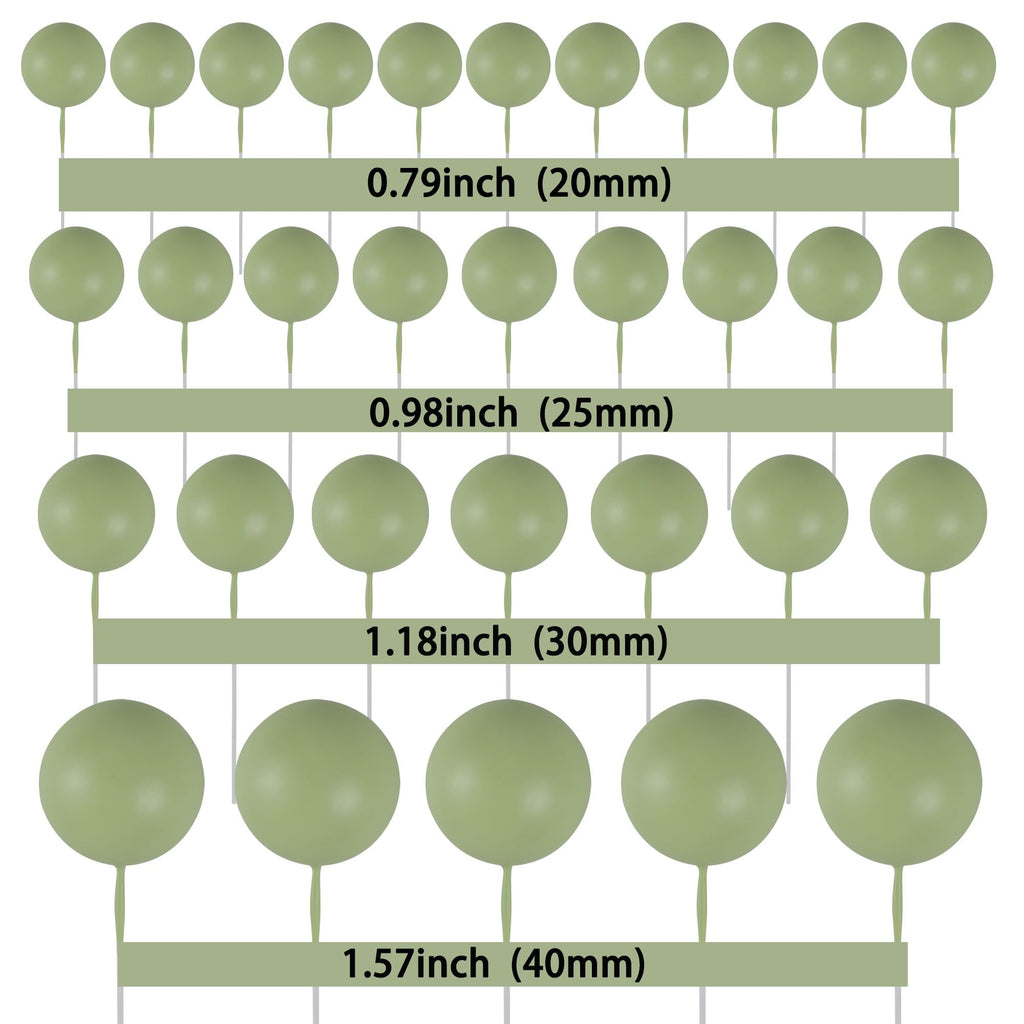 Gyufise 30Pcs Ball Cake Toppers – Matcha Green Foam Balloon Picks for Celebrations