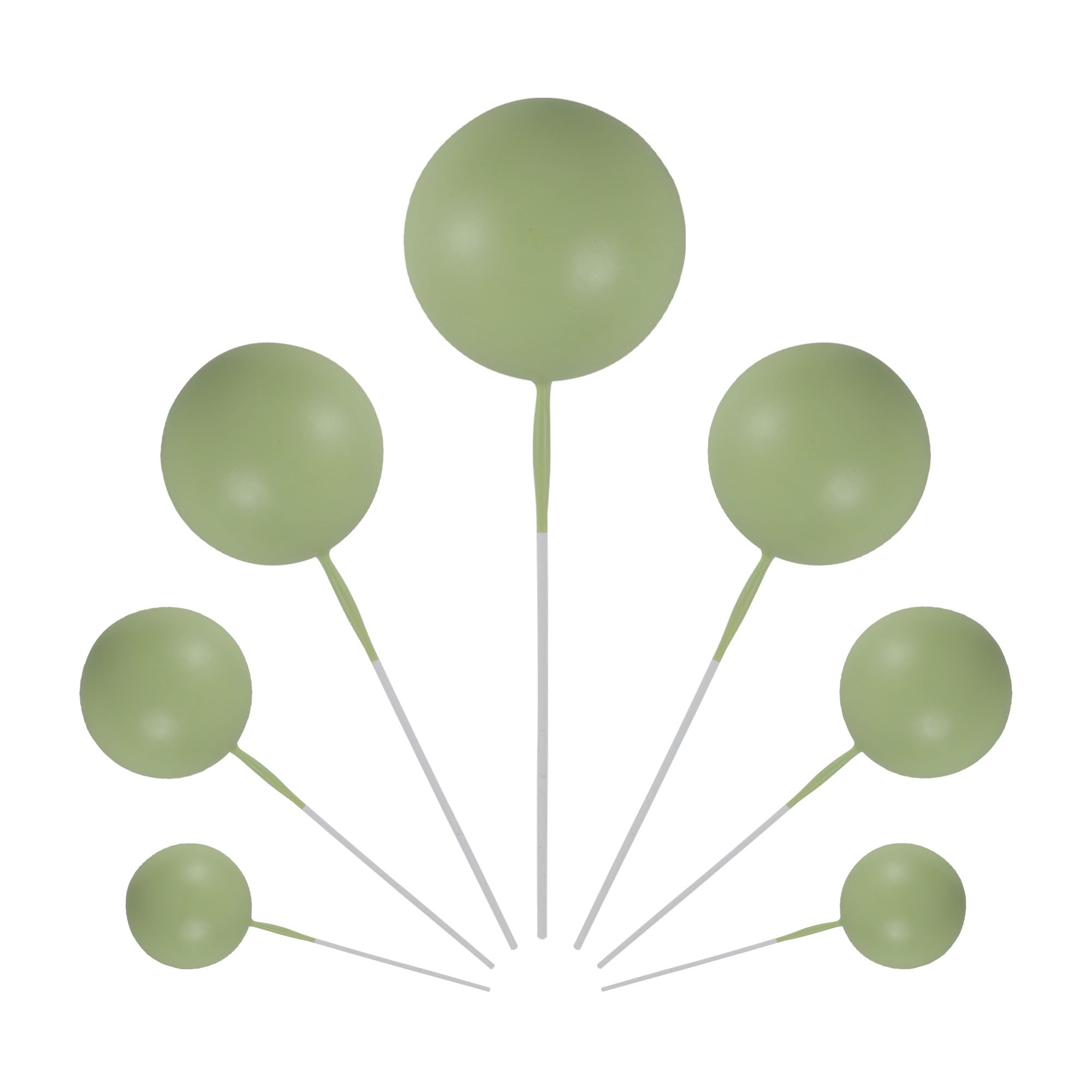 Gyufise 30Pcs Ball Cake Toppers – Matcha Green Foam Balloon Picks for Celebrations