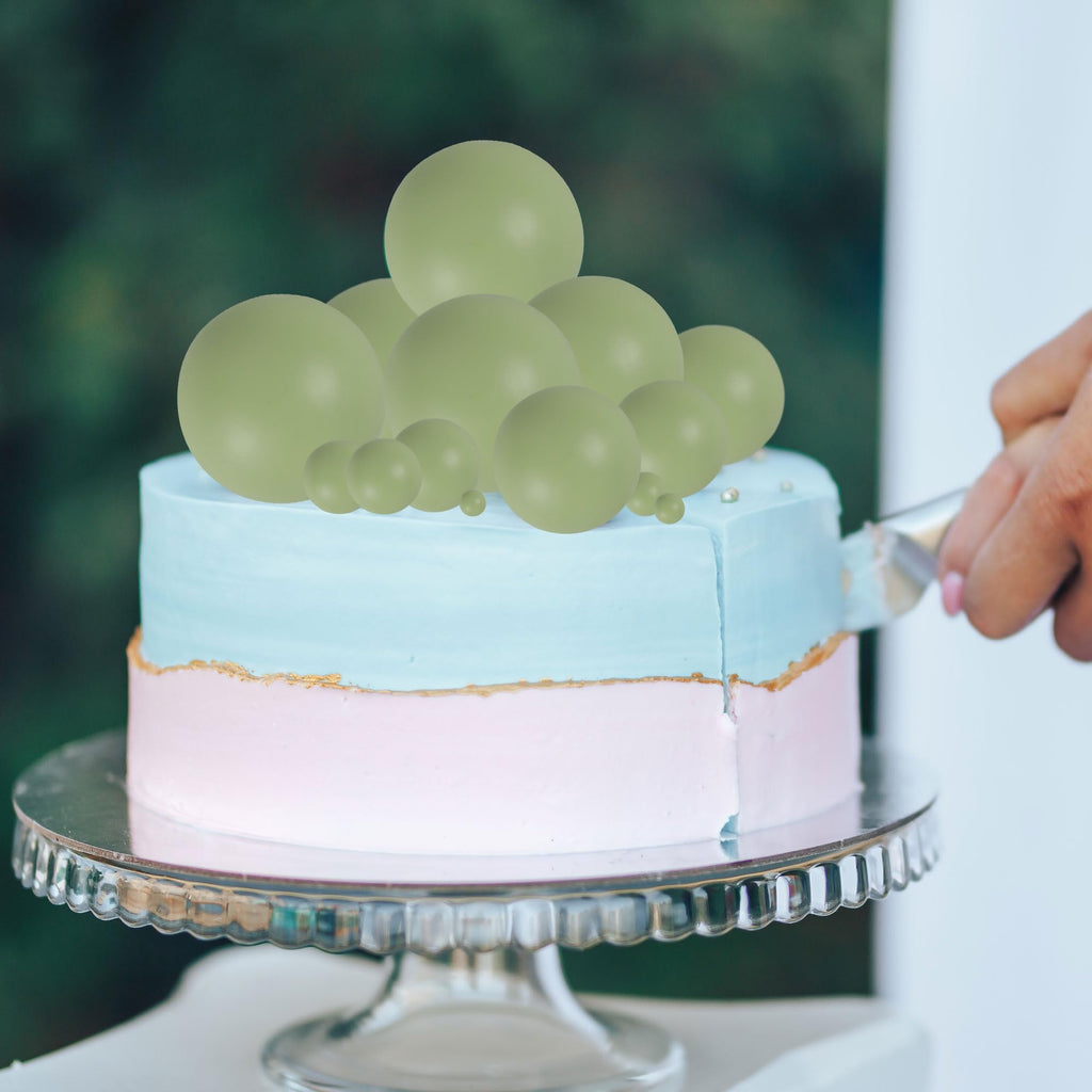 Gyufise 30Pcs Ball Cake Toppers – Matcha Green Foam Balloon Picks for Celebrations