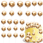 Gyufise 30Pcs Mini Balloon Cake Toppers – Gold Foam Ball Picks for Parties