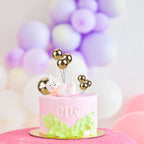 Gyufise 30Pcs Mini Balloon Cake Toppers – Gold Foam Ball Picks for Parties